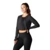 Fitness-Mad Womens/Ladies Pleated LongSleeved Crop Top (Ebony) -Adidas Sales Store k3c2704c1798f8f4634aff6bed2262a3c