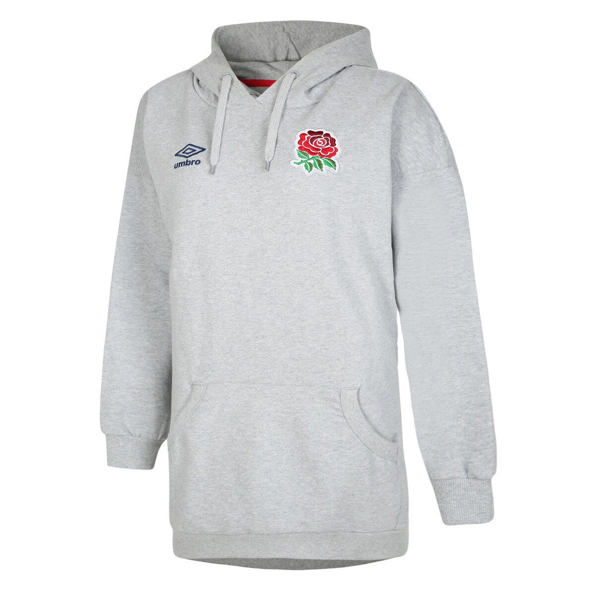 UMBRO England Rugby Womens/Ladies Classic Oversized Hoodie Dress (Grey Marl/Navy) 3 UMBRO England Rugby Womens/Ladies Classic Oversized Hoodie Dress (Grey Marl/Navy)