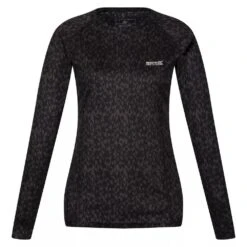 Regatta Womens/Ladies Bampton Printed LongSleeved TShirt (Black)